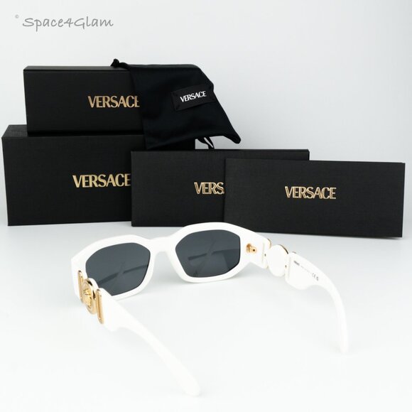 NEW Versace VE4361 401/87 Medusa Biggie White Grey Rectangle Unisex Sunglasses - Picture 7 of 16